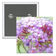 Romantic Purple Butterfly Bush Flowers Pinback Button