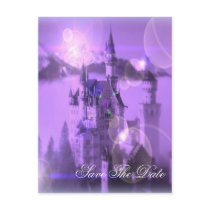 Romantic purple castle dream vintage wedding postcards