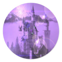 Romantic purple castle dream vintage wedding round stickers