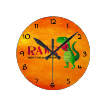 Romantic RAWR T-rex Dinosaur Round Wall Clock