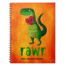 Romantic RAWR T-rex Dinosaur Spiral Note Books