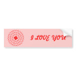 Romantic Red Mandala circle with red hearts Bumper Sticker