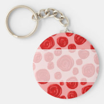 Romantic red rose pattern. On Pink. Key Chains