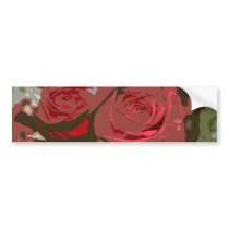 Romantic Red Roses Digital Art Bumper Sticker