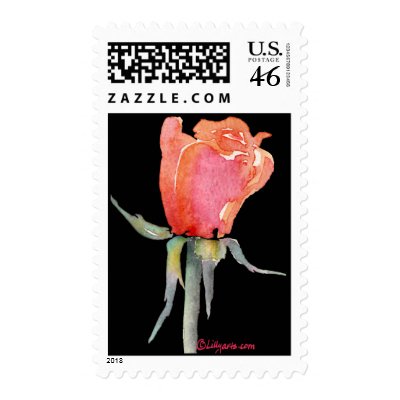 Romantic Rosebud Wedding Postage by lillyarts