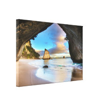 Romantic Seascape overcast sky at beach. Stretched Canvas Prints