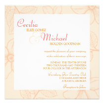 Romantic spring garden floral sorbet coral wedding invitations
