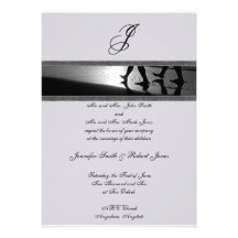 Romantic Stroll Monogram in Silver Grey and Black Personalized Announcements