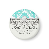romantic tiff blue on white elegant damask magnet