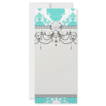 romantic tiff blue on white elegant damask custom rack card