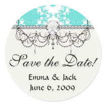 romantic tiff blue on white elegant damask stickers