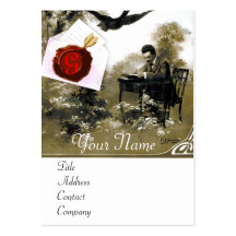 ROMANTIC VALENTINE LETTER ,RED WAX SEAL MONOGRAM BUSINESS CARDS