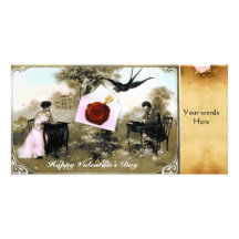 ROMANTIC VALENTINE LETTER ,RED WAX SEAL PARCHMENT PERSONALIZED PHOTO CARD