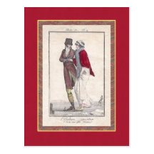 Romantic Vintage Ice Skating Scene Elegant Couple Postcard