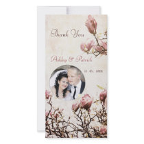 Romantic Vintage Magnolia Thank You Photo Card