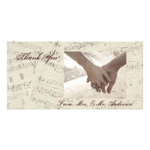 romantic Vintage musicnotes modern wedding Custom Photo Card