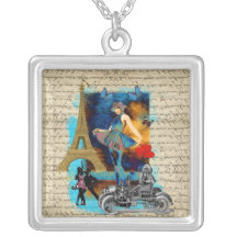 Romantic vintage Paris collage Necklaces