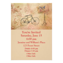 Romantic Vintage Paris in Spring Collage Personalized Invite