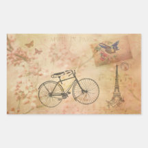 Romantic Vintage Paris in Spring Collage Stickers