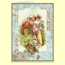 Romantic Vintage Regency Couple with Roses cards