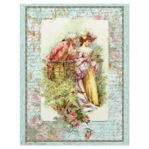 Romantic Vintage Regency Couple with Roses