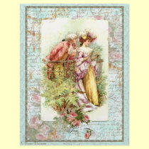 Romantic Vintage Regency Couple with Roses flyers