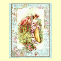 Romantic Vintage Regency Couple with Roses invitations