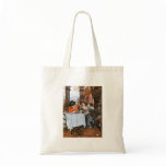 Romantic Vintage Scene with Man and Woman Lunching Bag