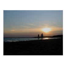 romantic walk on the beach postcard