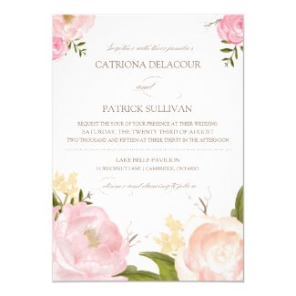 Romantic Watercolor Flowers Wedding Invitation
