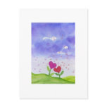 Romantic Watercolor Heart Flowers postcards