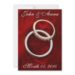 Romantic Wedding Rings on Red Invitations
