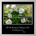 Romantic White Roses Rumi Quote Print