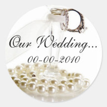 Romantic White Wedding Pearls Design Sticker