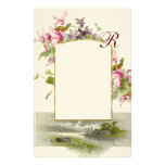 ROMANTİCA MONOGRAM / CYCLAMENS,pink green cream Stationery Design