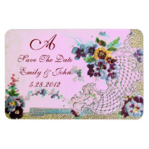 ROMANTİCA  MONOGRAM ,Save The Date Rectangle Magnets