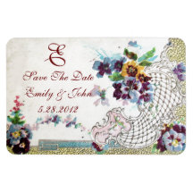 ROMANTİCA  MONOGRAM ,Save The Date Flexible Magnets