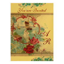 ROMANTİCA  MONOGRAM White Champagne Metallic paper Invite