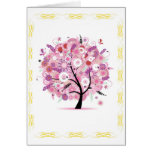 Romantig Pink Love Tree Greeting Card
