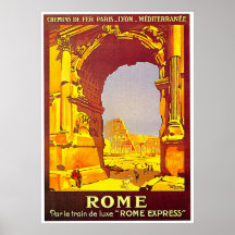 Rome Express Railway Vintage Italy Travel Print
