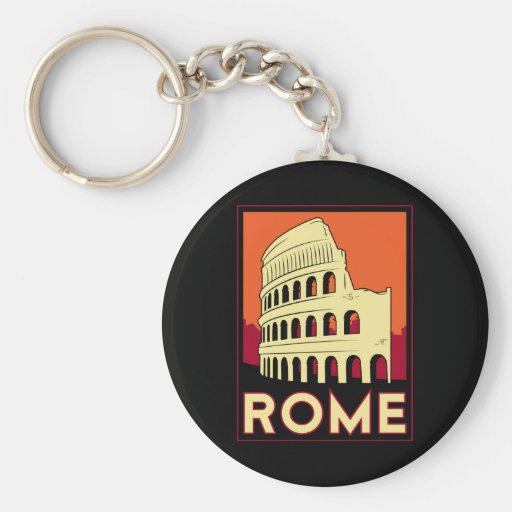 rome italy coliseum europe vintage retro travel keychains