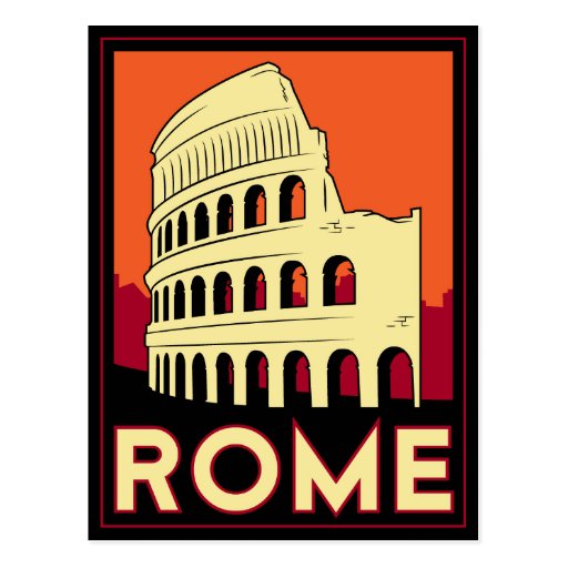 rome italy coliseum europe vintage retro travel post card