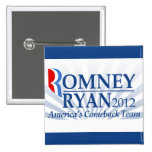 Romney Ryan, America's Comeback Team Pinback Buttons