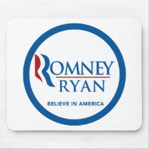 Romney Ryan Believe In America Round Blue Border Mouse Pads