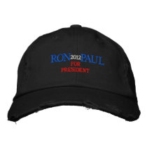 RON PAUL FOR PRESIDENT 2012 DISTRESSED CHINO CAP EMBROIDERED HAT