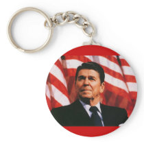 Ronald Reagan American Flag Portrait Key Chains