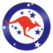 Roo Flag of Australia Kangaroo Oz Aussie Round Stickers