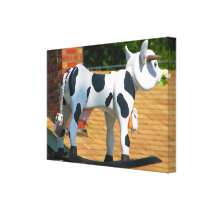Roof Cow Stretched Canvas Print