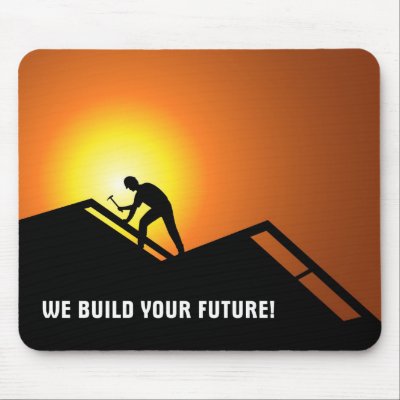 Roofing In Sunset Mouse Mat by Lidusik