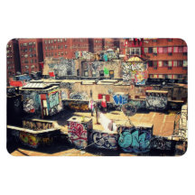 Rooftop Graffiti in Chinatown Magnets